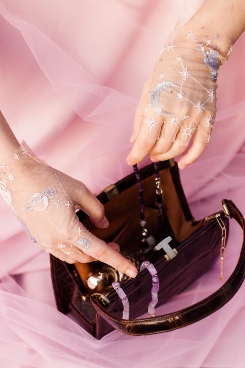 "Space" Embroidered Gloves