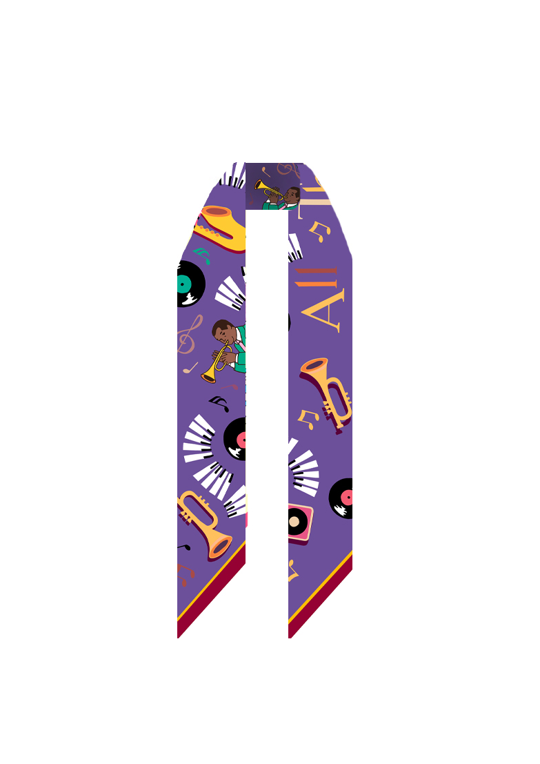 "All That Jazz" print maxi silk-twill scarf