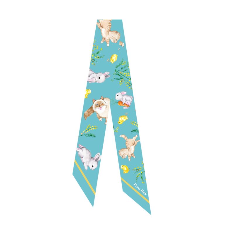 "Easter" print silk-twill scarf