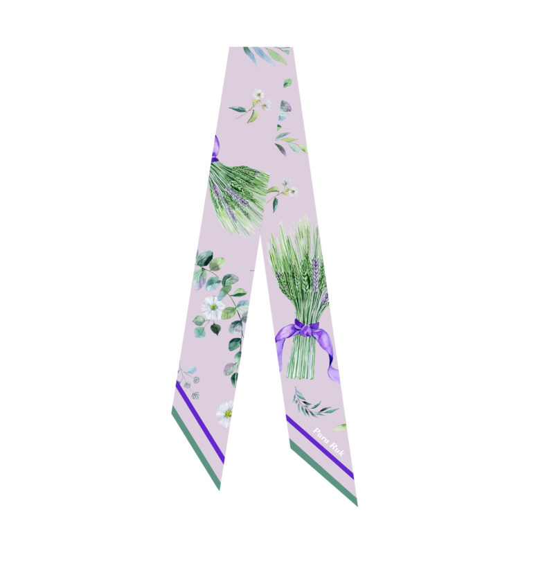 "Wheat and eucalyptus" print silk-twill scarf