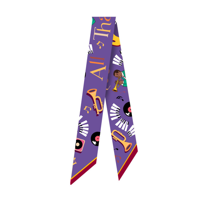"All That Jazz" print silk-twill scarf