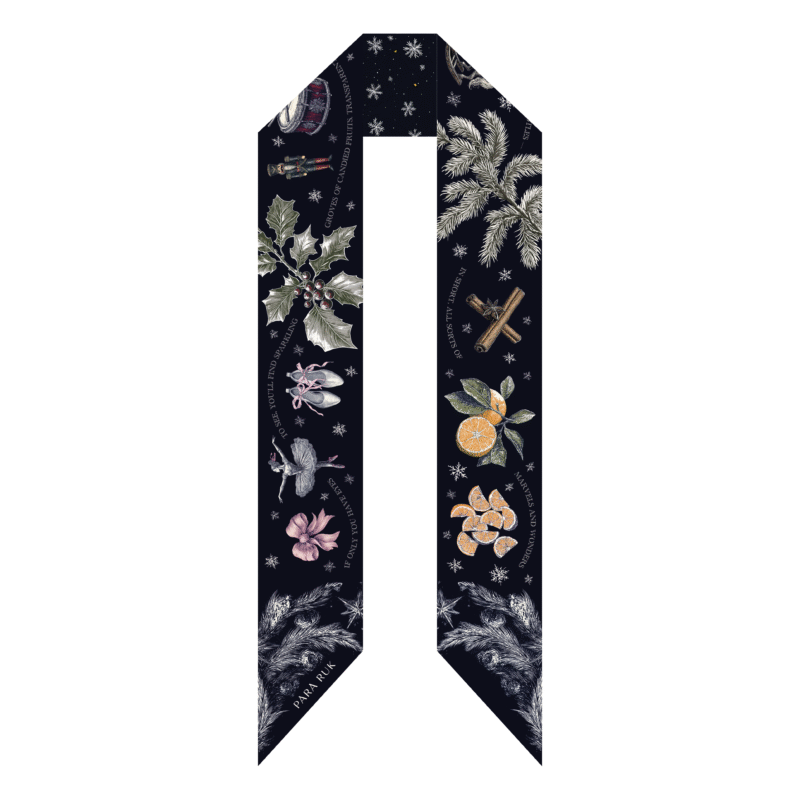 "Nutcracker" print maxi silk-twill scarf