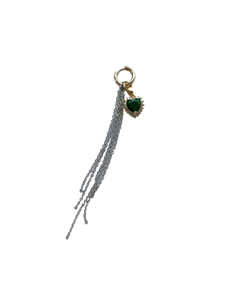 Mono-earring with green heart crystal