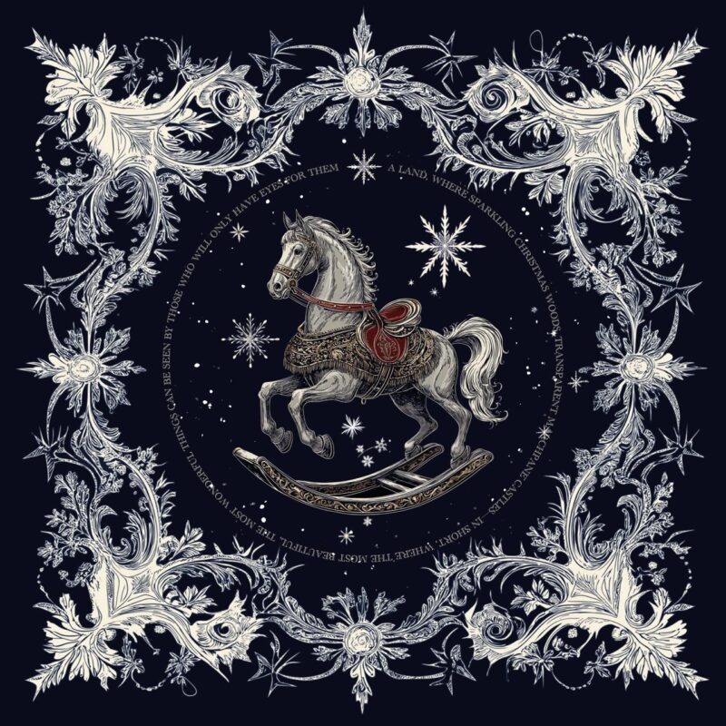Silk Bandana "Rocking horse from The Nutcracker" 55*55 sm