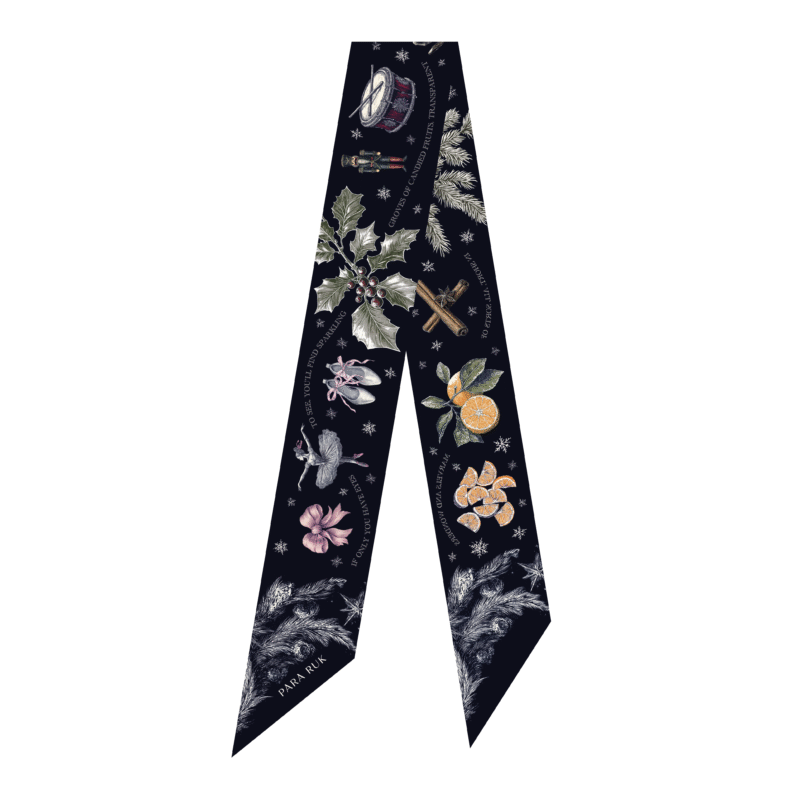 "Nutcracker" print silk-twill scarf