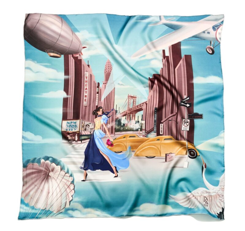 "Fallen in love with NY" silk-faille scarf
