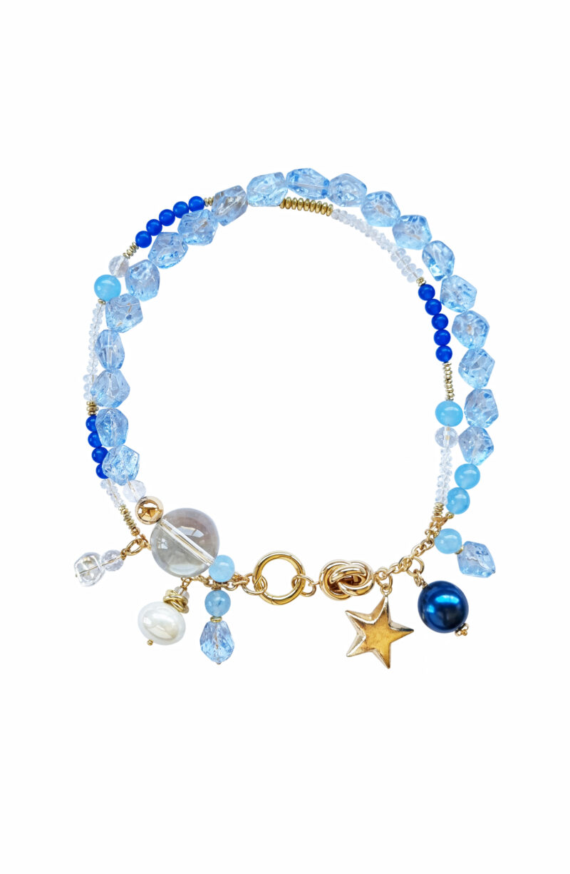 Blue double crystal necklace