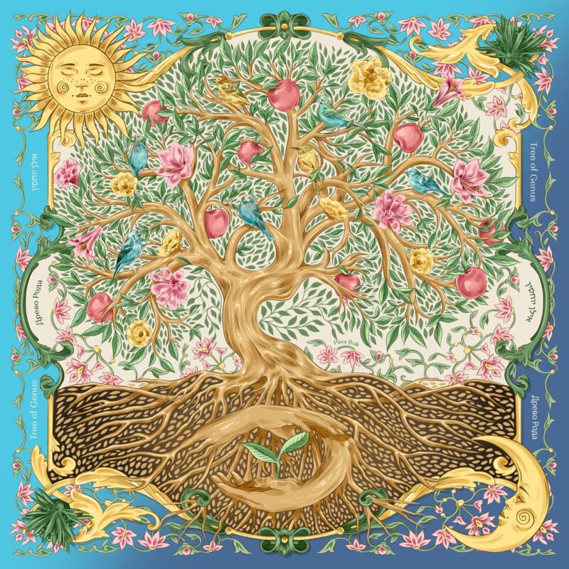 "Tree of Genus" silk-faille scarf