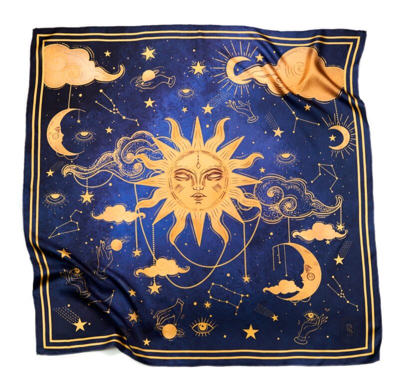 "Age of Aquarius" silk-faille scarf