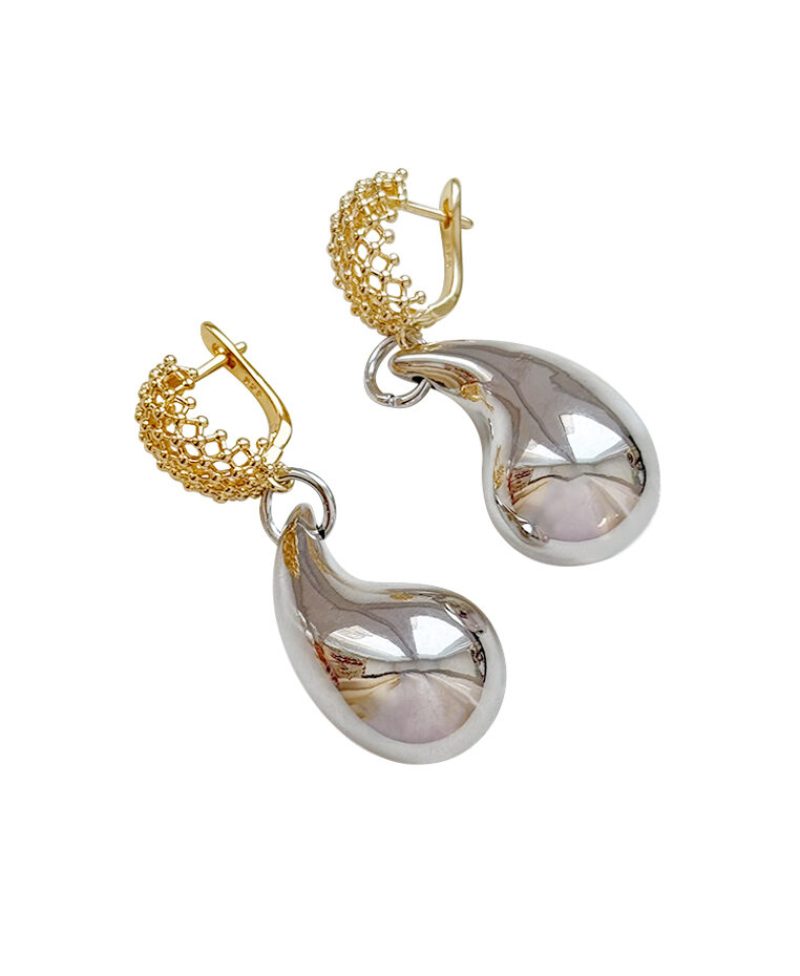 Gold-plated earrings with rhoduium-plated "drops"