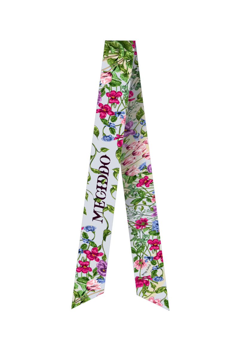 "Cyclamen and Irises" print maxi silk-twill scarf