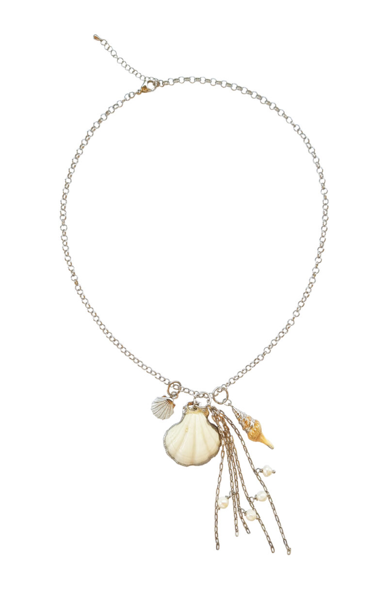 Rhodium-plated Shell necklace