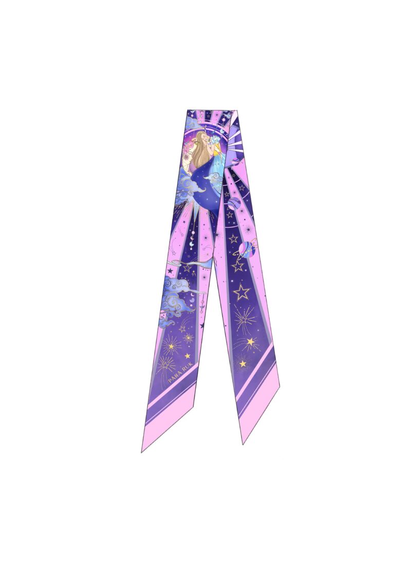 "Fallen Star" print silk-twill scarf