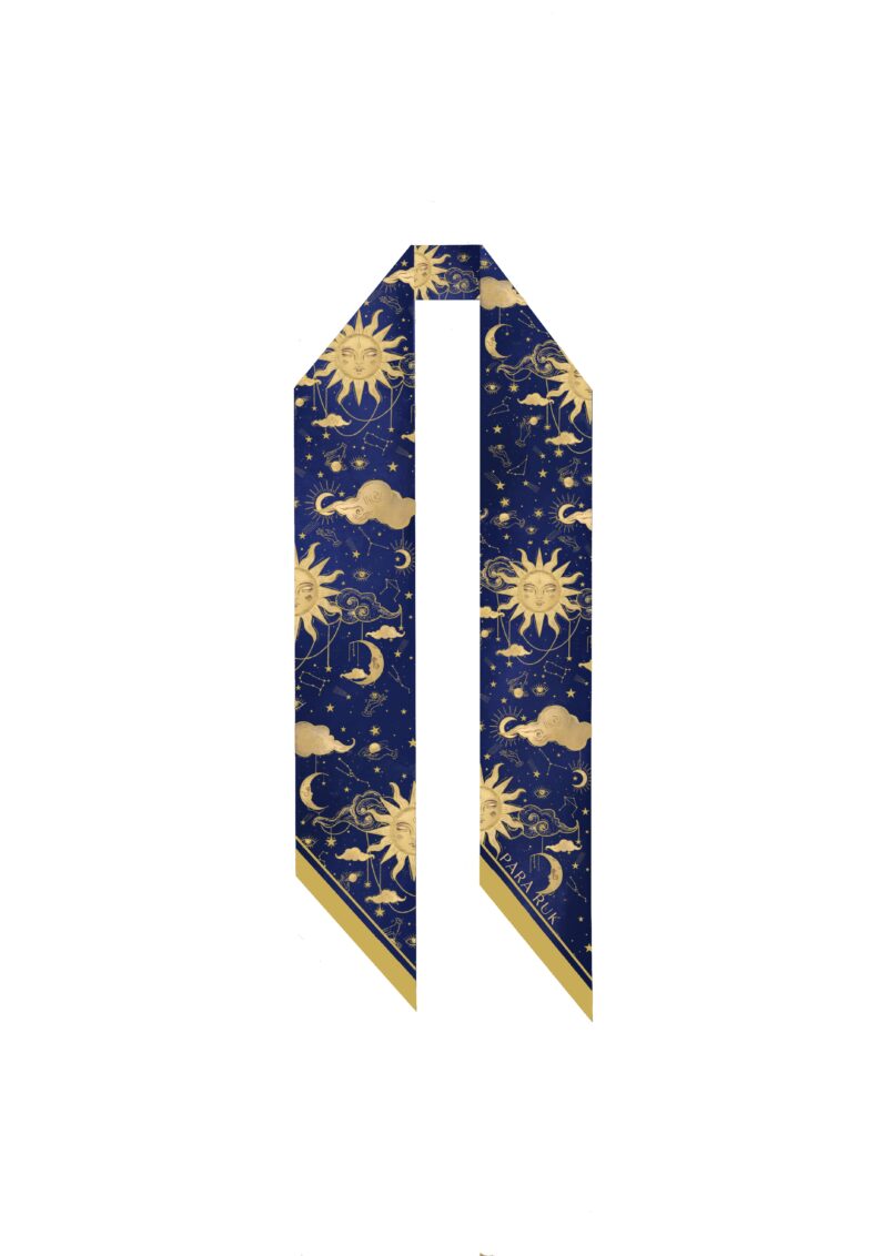 "Age of Aquarius" print maxi silk-twill scarf