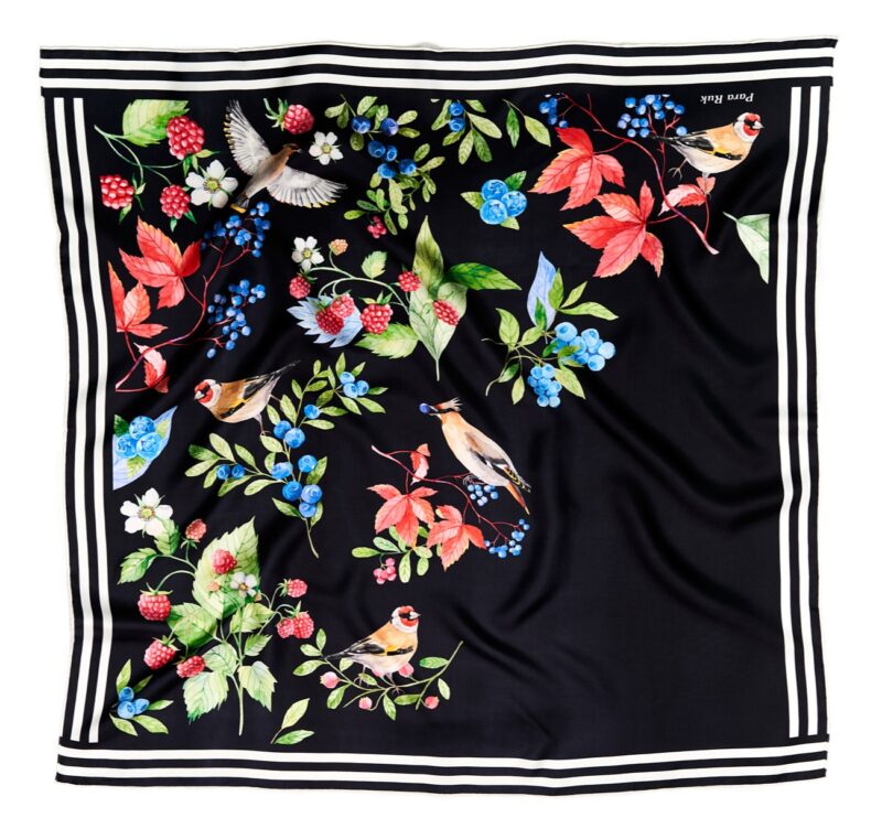 "Russian fairy tale" print silk-faille scarf