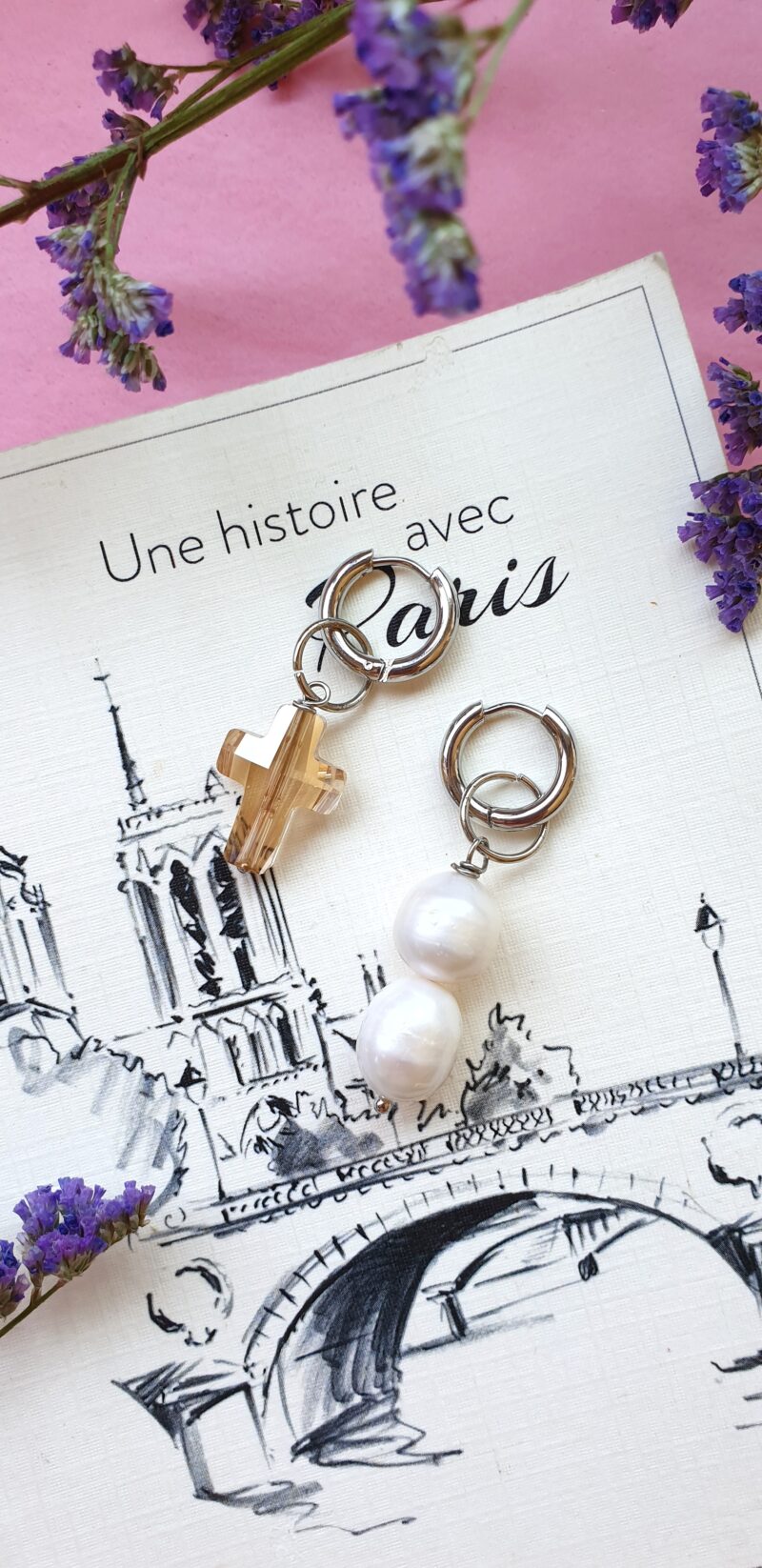 "Cosmic dust" asymmetric earrings