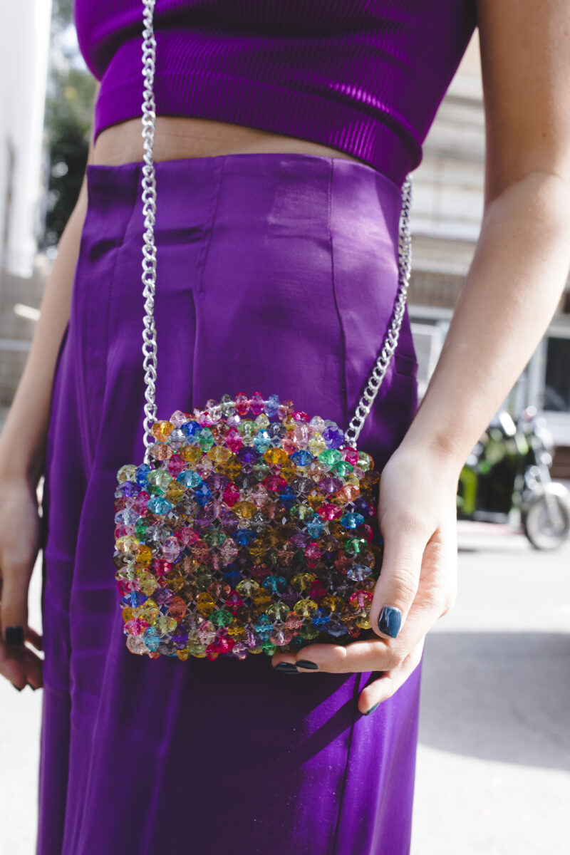 Small beaded multicolored bag
