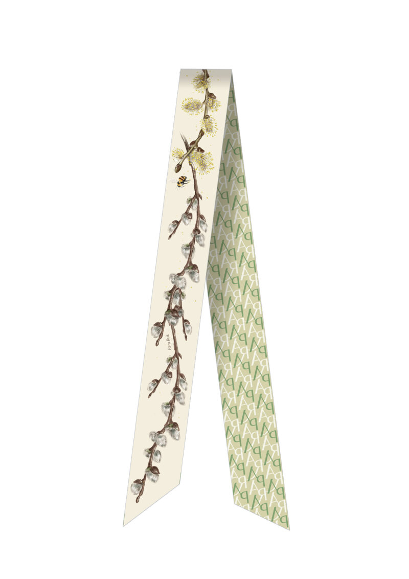 "Spring willow" print maxi silk-twill scarf