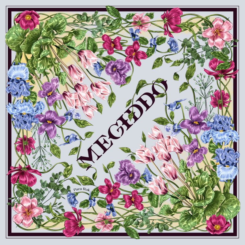 "Cyclamen and Irises" silk-faille scarf PRE-ORDER