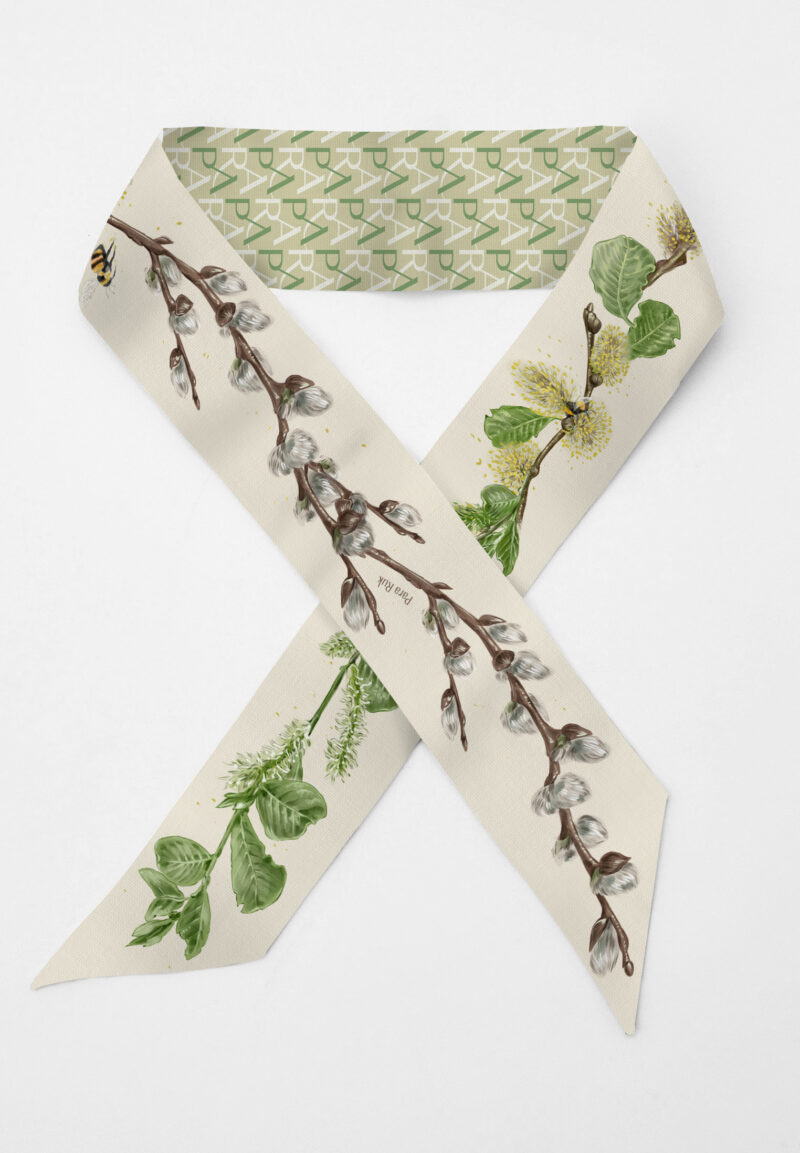 "Spring willow" print silk-twill scarf