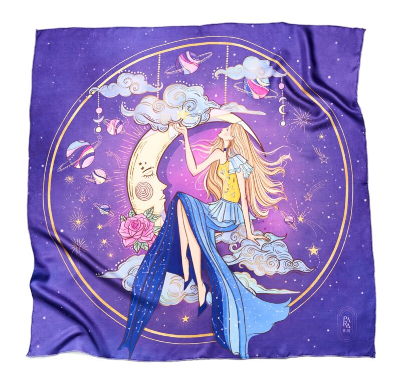 "Fallen Star" silk-faille scarf