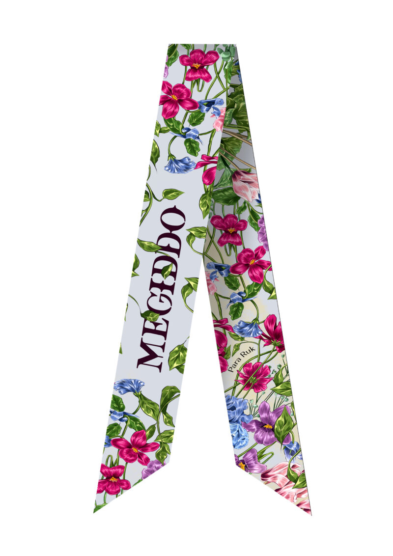 "Cyclamen and Irises" print silk-twill scarf