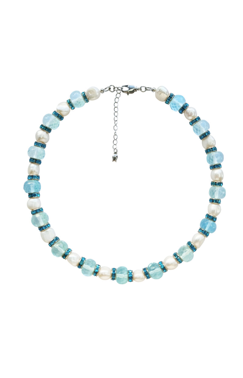 Rhinestone and pearls silvery chоker