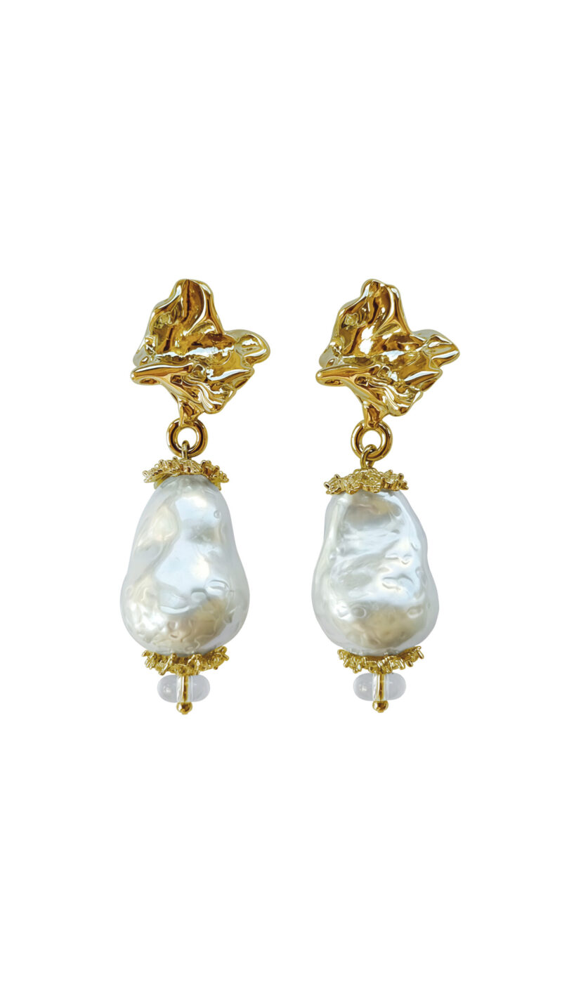 NEW! Symmetric earrings with baroque pearl gold-plated