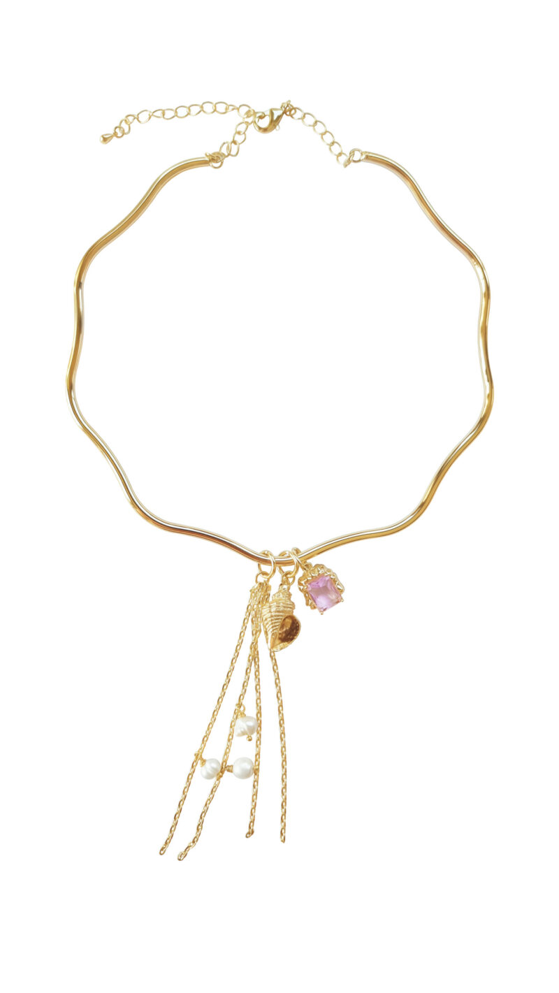 Gold-plated Pink Crystal choker