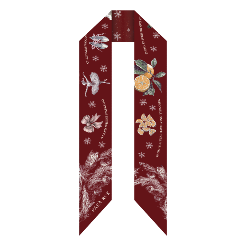 Maxi twill scarf “Nutcracker” — бордовый