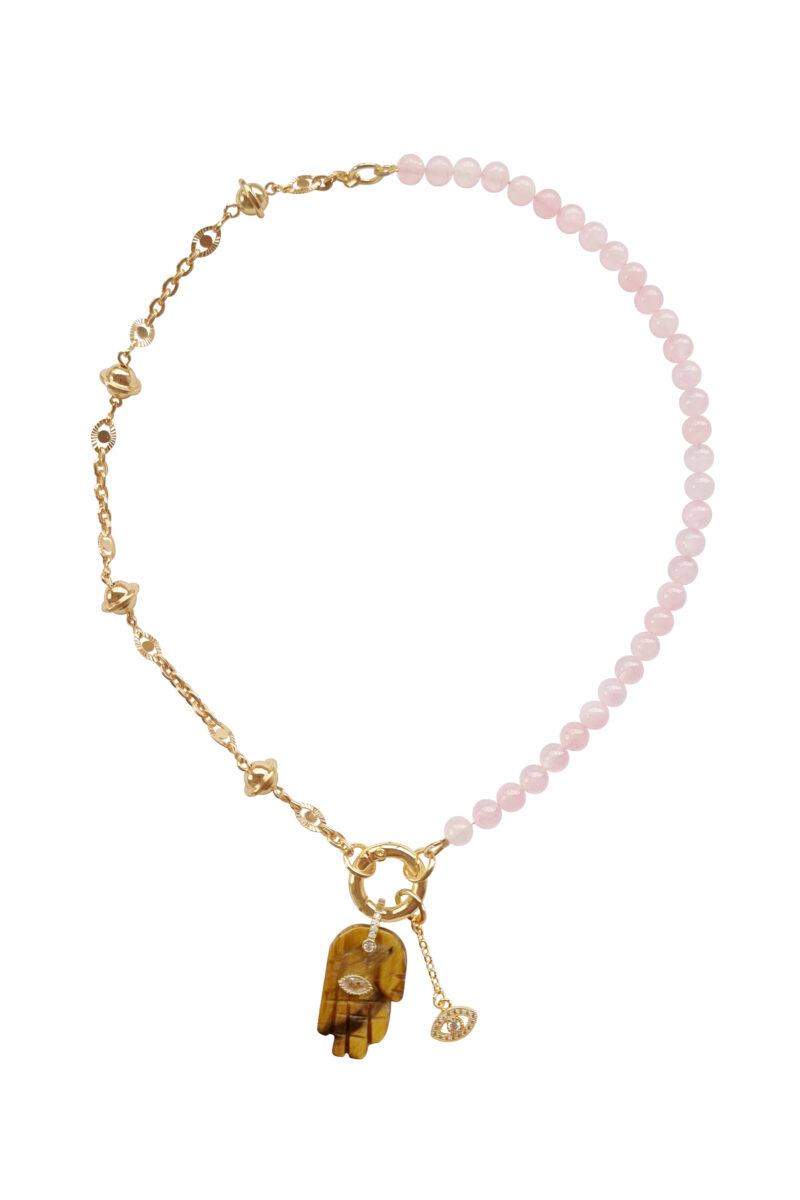 Hamsa Necklace Tiger Eye Stone