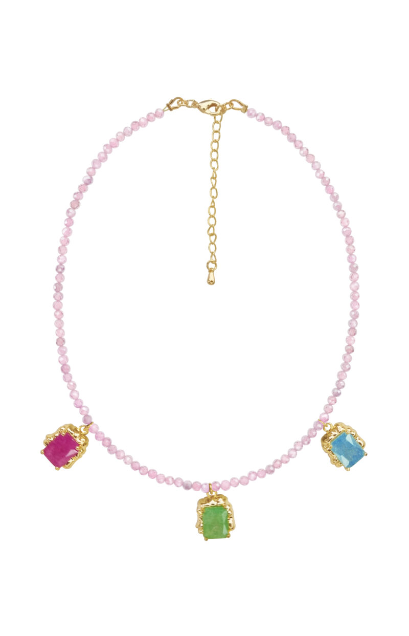 Zircon Necklace Pink With Crystals