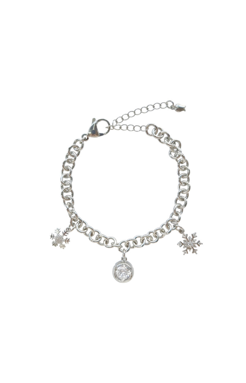 Rhodium-Plated Bracelet with Snowflakes