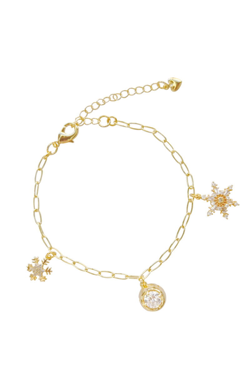 Gold-Plated Bracelet with Snowflakes