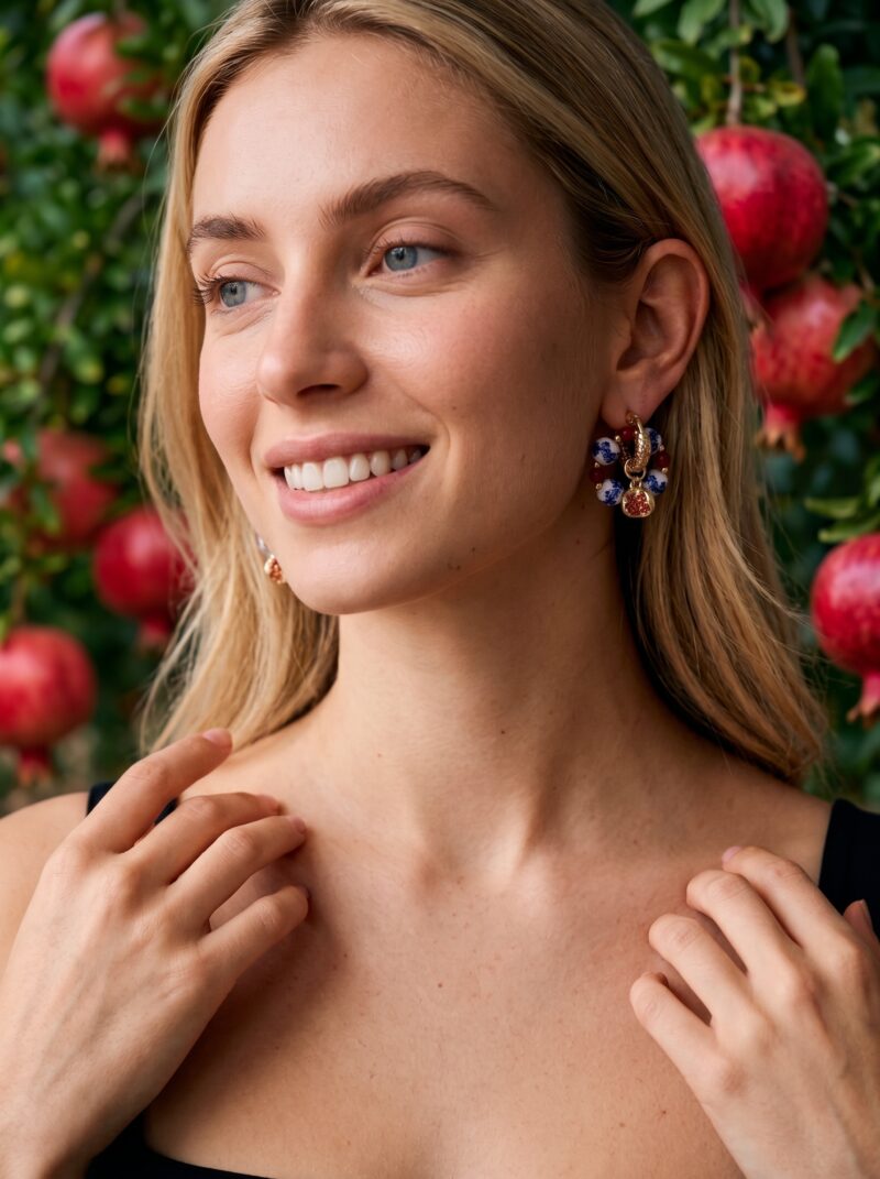 Rosh-ha-Shana earrings with pomegranate, gold plated, PRE-ORDER