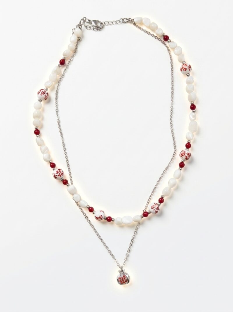 Rosh-ha-Shana necklase with pomegranate, rhodium plated, PRE-ORDER
