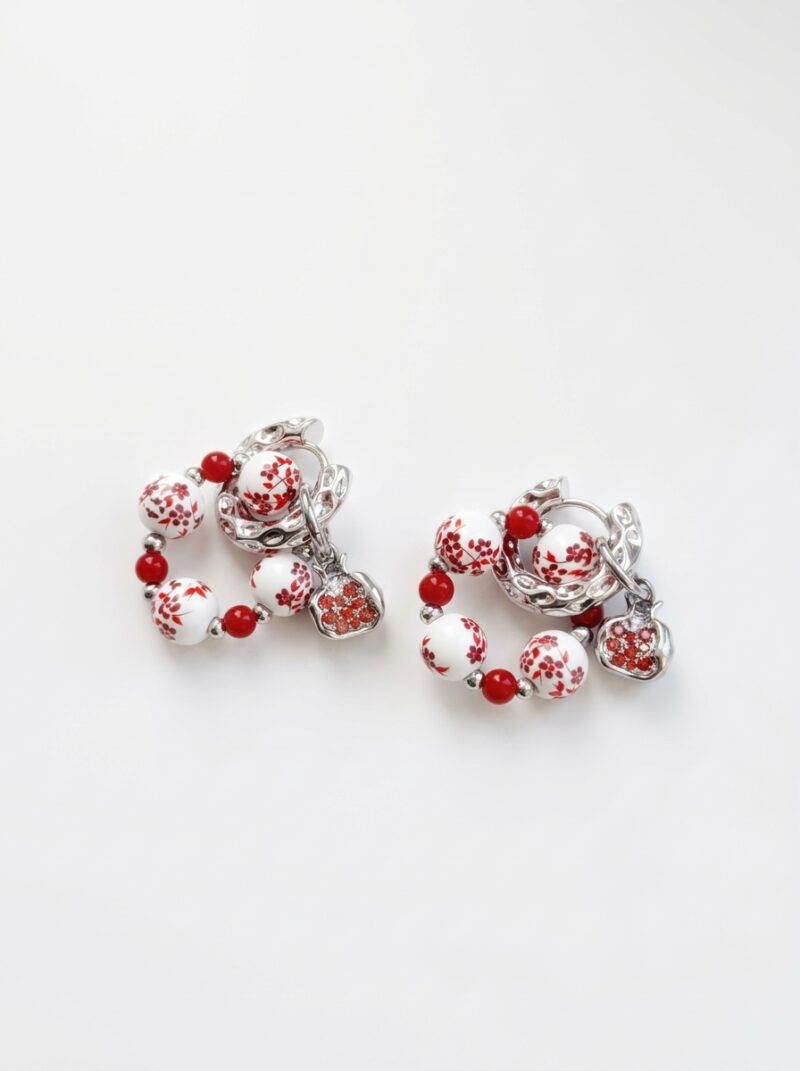 Rosh-ha-Shana earrings with pomegranate, rhodium plated, PRE-ORDER