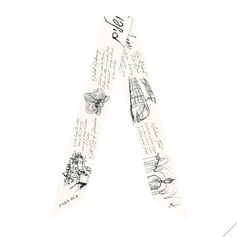 "The Little Jerusalem Story" print silk-twill scarf