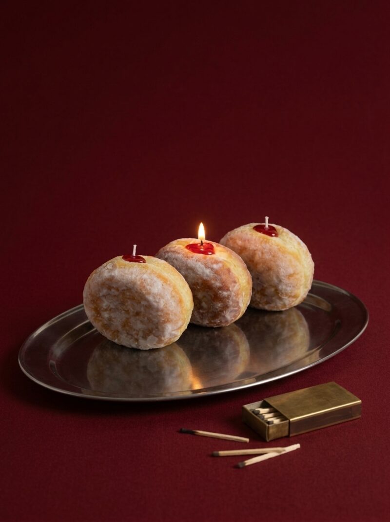 Sufganiyah - Handmade Soy & Beeswax Candle